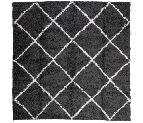 Paklājs Pamplona, 160X160 Cm, Shaggy Moderns Melns Ar Krēmkrāsu Vidaxl