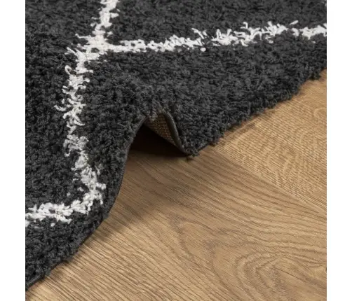 Paklājs Pamplona, 160X160 Cm, Shaggy Moderns Melns Ar Krēmkrāsu Vidaxl