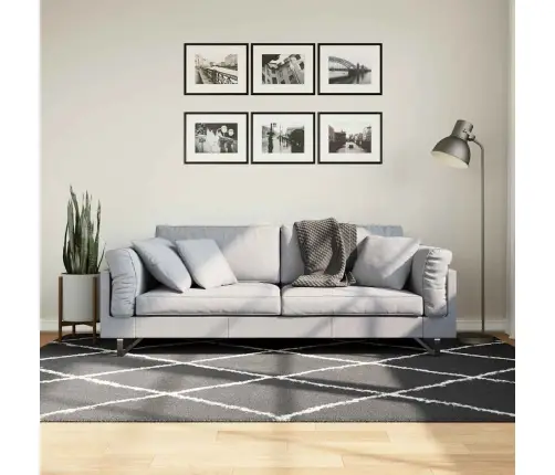 Paklājs Pamplona, 160X230 Cm, Shaggy Moderns Melns Ar Krēmkrāsu Vidaxl