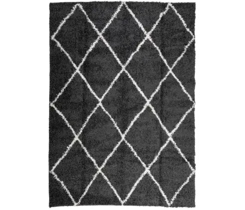 Paklājs Pamplona, 200X280 Cm, Shaggy Moderns Melns Ar Krēmkrāsu Vidaxl