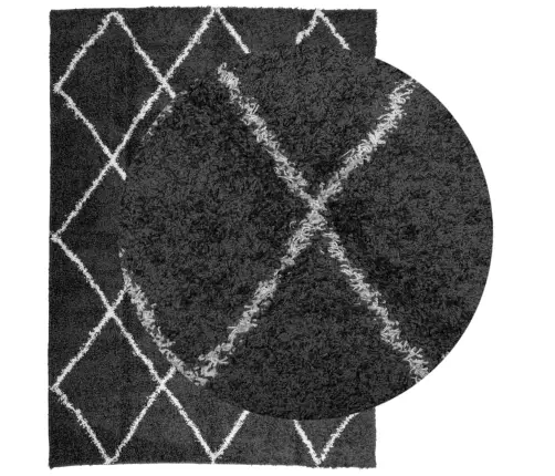 Paklājs Pamplona, 200X280 Cm, Shaggy Moderns Melns Ar Krēmkrāsu Vidaxl