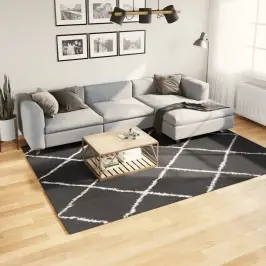 Paklājs Pamplona, 200X280 Cm, Shaggy Moderns Melns Ar Krēmkrāsu Vidaxl