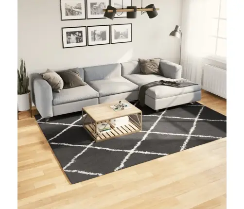 Paklājs Pamplona, 200X280 Cm, Shaggy Moderns Melns Ar Krēmkrāsu Vidaxl