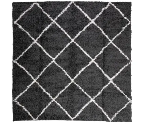 Paklājs Pamplona, 240X240 Cm, Shaggy Moderns Melns Ar Krēmkrāsu Vidaxl