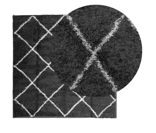 Paklājs Pamplona, 240X240 Cm, Shaggy Moderns Melns Ar Krēmkrāsu Vidaxl