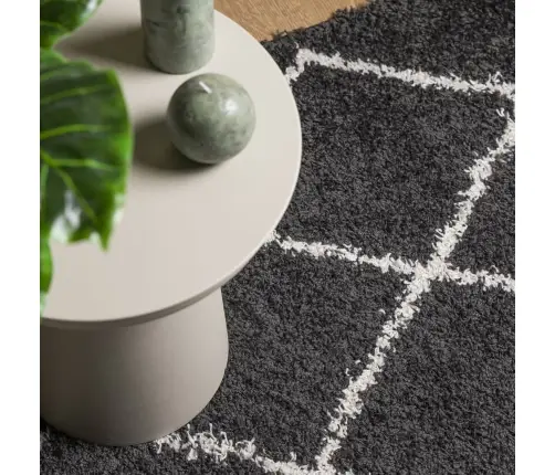 Paklājs Pamplona, 240X240 Cm, Shaggy Moderns Melns Ar Krēmkrāsu Vidaxl