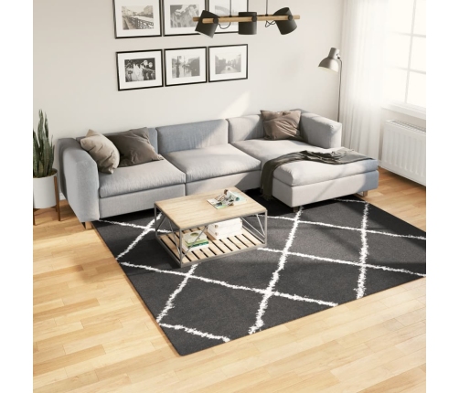 Paklājs Pamplona, 240X240 Cm, Shaggy Moderns Melns Ar Krēmkrāsu Vidaxl