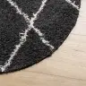 Kõrge Narmaga Shaggy Vaip "Pamplona", Must/Kreemjas, Ø 100 Cm