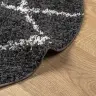 Kõrge Narmaga Shaggy Vaip "Pamplona", Must/Kreemjas, Ø 100 Cm