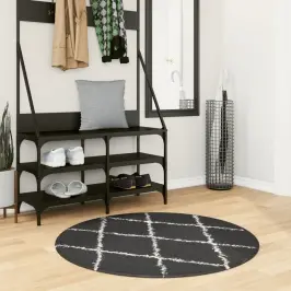 Paklājs Pamplona, Ø 100 Cm, Shaggy, Moderns, Melns Ar Krēmkrāsu Vidaxl