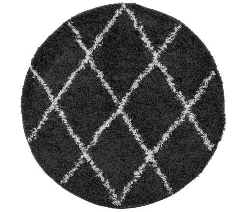 Paklājs Pamplona, Ø 240 Cm, Shaggy, Moderns, Melns Ar Krēmkrāsu Vidaxl