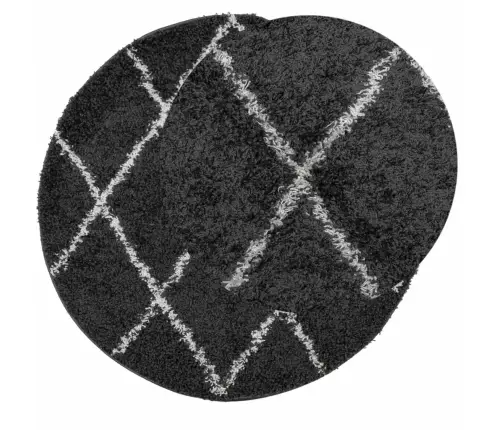 Paklājs Pamplona, Ø 240 Cm, Shaggy, Moderns, Melns Ar Krēmkrāsu Vidaxl