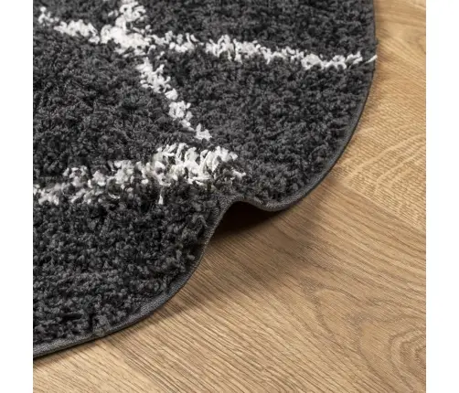 Paklājs Pamplona, Ø 240 Cm, Shaggy, Moderns, Melns Ar Krēmkrāsu Vidaxl