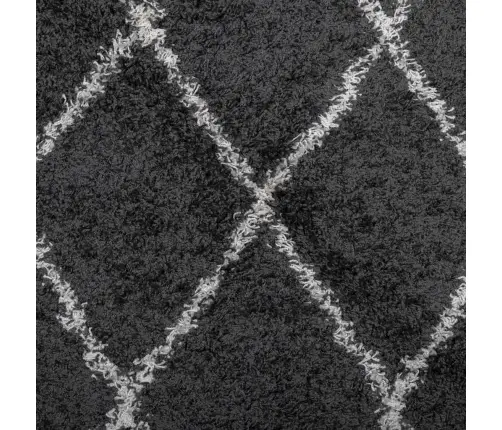 Paklājs Pamplona, Ø 240 Cm, Shaggy, Moderns, Melns Ar Krēmkrāsu Vidaxl