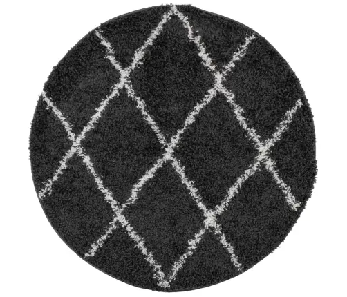 Paklājs Pamplona, Ø 280 Cm, Shaggy, Moderns, Melns Ar Krēmkrāsu Vidaxl