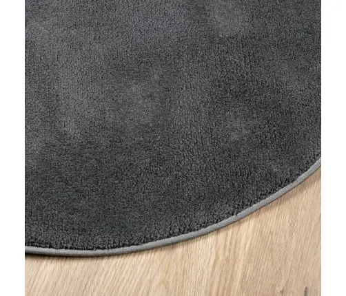 Paklājs Oviedo, Īsa Spalva, Antracītpelēks, Ø 120 Cm Vidaxl