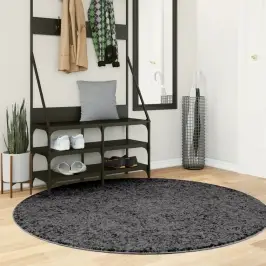 Paklājs Oviedo, Īsa Spalva, Antracītpelēks, Ø 160 Cm Vidaxl