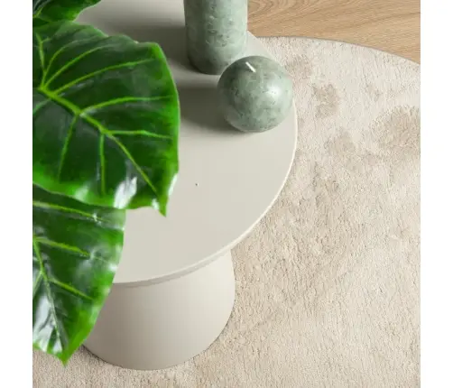 Paklājs Oviedo, Īsa Spalva, Bēšs, Ø 200 Cm Vidaxl