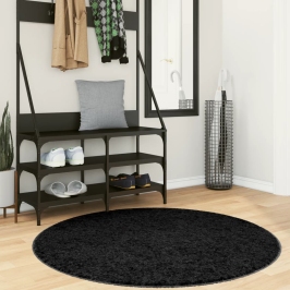 Paklājs Oviedo, Īsa Spalva, Melns, Ø 120 Cm Vidaxl