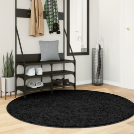 Paklājs Oviedo, Īsa Spalva, Melns, Ø 160 Cm Vidaxl