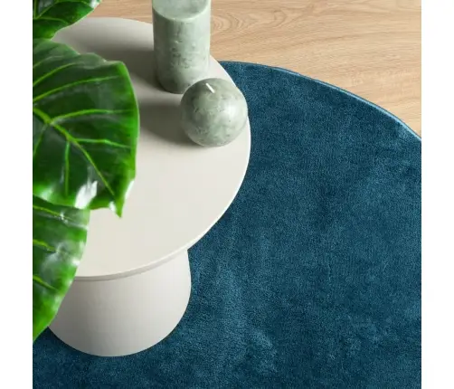 Paklājs Oviedo, Īsa Spalva, Mīksts, Tirkīzzils, Ø 200 Cm Vidaxl