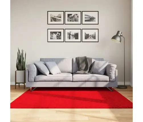 Paklājs Oviedo, Īsa Spalva, Sarkans, 160X160 Cm Vidaxl