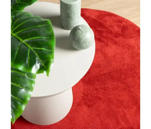 Vaip "Oviedo" Lühikese Narmaga, Punane, Ø120 Cm