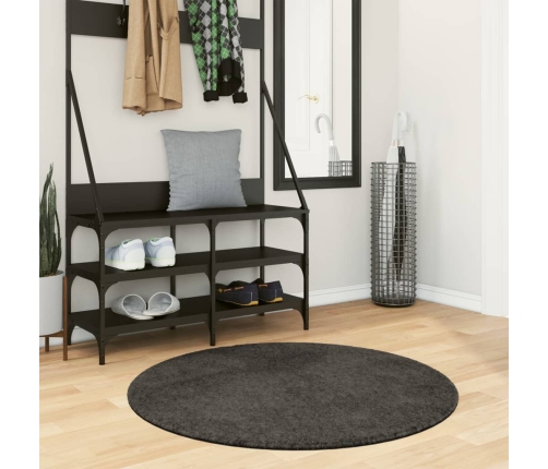 Paklājs Istan, Gara Spalva, Antracītpelēks, Ø 100 Cm Vidaxl
