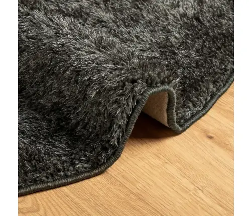 Paklājs Istan, Gara Spalva, Spīdīgi Antracītpelēks, Ø 120 Cm Vidaxl