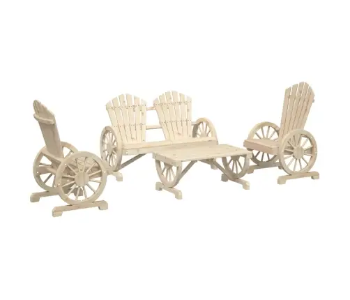 Sodo Poilsio Baldų Komplektas, 4 Dalių, Eglės Medienos Masyvas