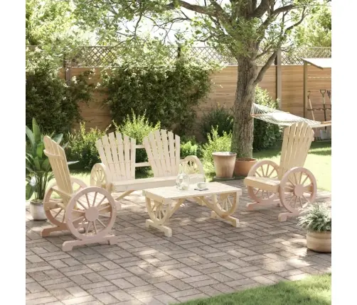 Sodo Poilsio Baldų Komplektas, 4 Dalių, Eglės Medienos Masyvas