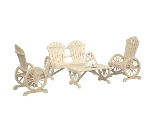 Sodo Poilsio Baldų Komplektas, 4 Dalių, Eglės Medienos Masyvas