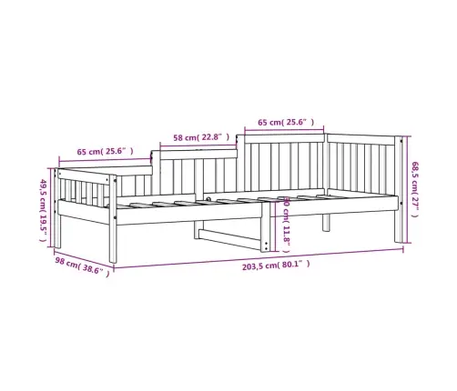 Päevavoodi Ilma Madratsita, Valge, 90 X 200 cm Männipuit