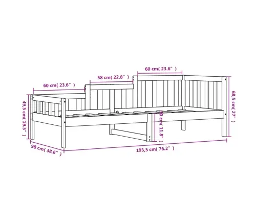 Gulta Bez Matrača, 90X190 Cm, Priedes Masīvkoks Vidaxl