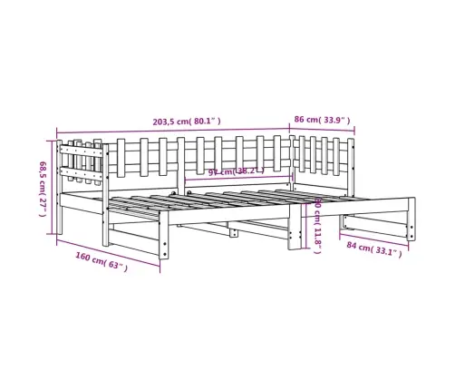 Izvelkama Gulta, 2X(80X200) Cm, Priedes Masīvkoks Vidaxl