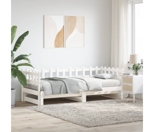 Izvelkama Gulta, Balta, 2X(80X200) Cm, Priedes Masīvkoks Vidaxl