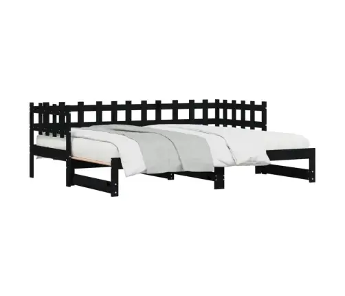 Izvelkama Gulta, Melna, 2X(80X200) Cm, Priedes Masīvkoks Vidaxl