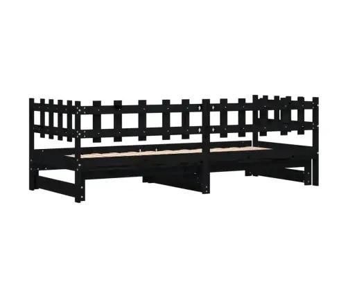 Izvelkama Gulta, Melna, 2X(80X200) Cm, Priedes Masīvkoks Vidaxl