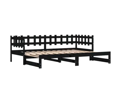 Väljatõmmatav Päevavoodi, Must, 2 X (90X200) cm Männipuit Väljatõmmatav Päevavoodi, Must, 2 X (90X200) cm Männipuit