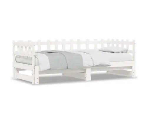 Ištraukiama Lova, Balta, 2X(90X190)cm Pušies Medienos Masyvas