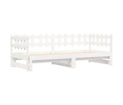 Ištraukiama Lova, Balta, 2X(90X190)cm Pušies Medienos Masyvas