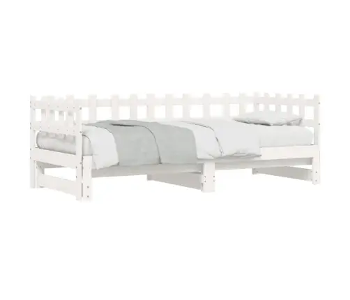 Ištraukiama Lova, Balta, 2X(90X190)cm Pušies Medienos Masyvas