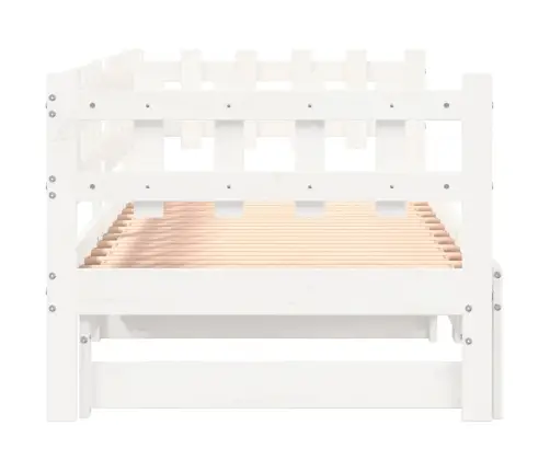 Ištraukiama Lova, Balta, 2X(90X190)cm Pušies Medienos Masyvas