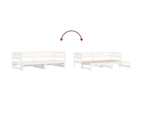 Ištraukiama Lova, Balta, 2X(90X190)cm Pušies Medienos Masyvas