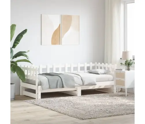 Ištraukiama Lova, Balta, 2X(90X190)cm Pušies Medienos Masyvas