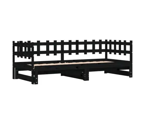 Väljatõmmatav Päevavoodi, Must, 2 X (90X190) cm Männipuit