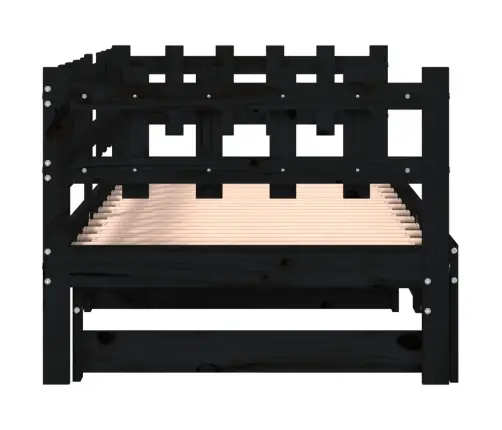 Väljatõmmatav Päevavoodi, Must, 2 X (90X190) cm Männipuit