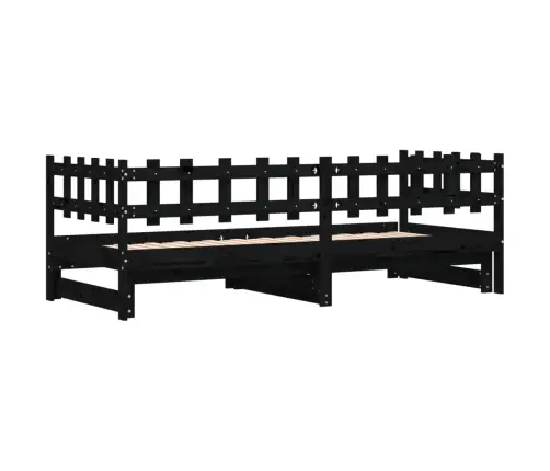 Väljatõmmatav Päevavoodi, Must, 2 X (90X190) cm Männipuit