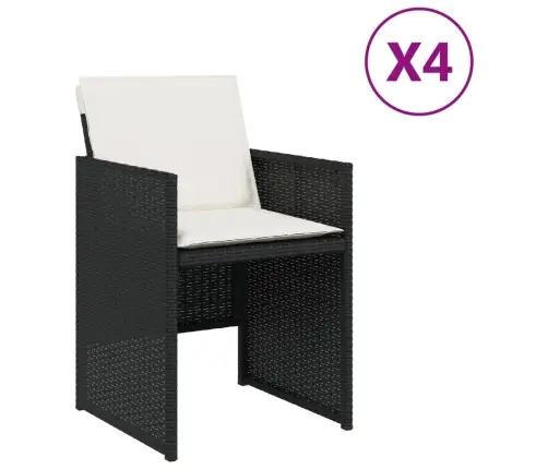 Dārza Krēsli, 4 Gab., Ar Matračiem, Pe Rotangpalma, Melni Vidaxl