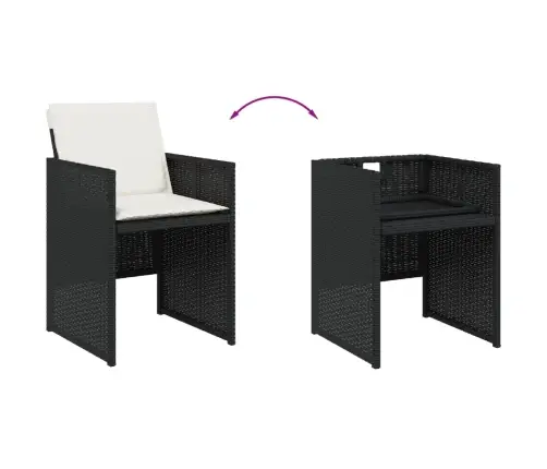 Dārza Krēsli, 4 Gab., Ar Matračiem, Pe Rotangpalma, Melni Vidaxl